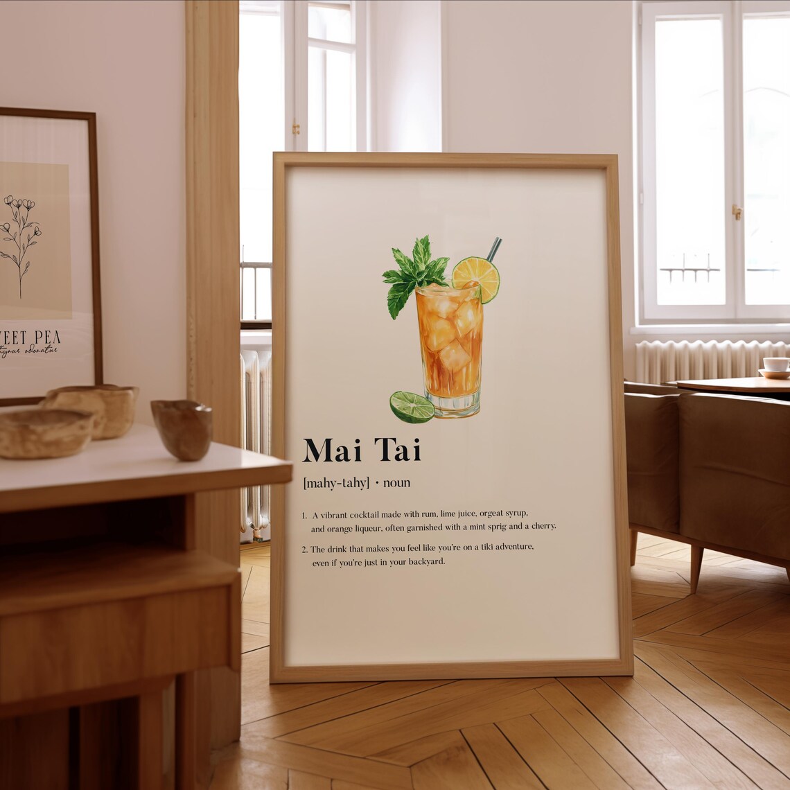 Mai Tai Definition Poster, Stylish Bar Wall Art