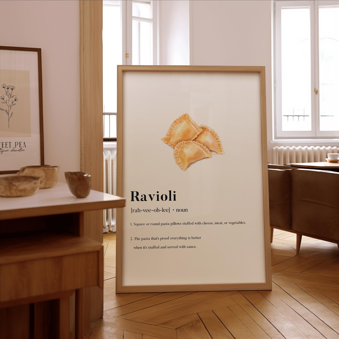 Ravioli Definition Print, Italian Kitchen Art Print