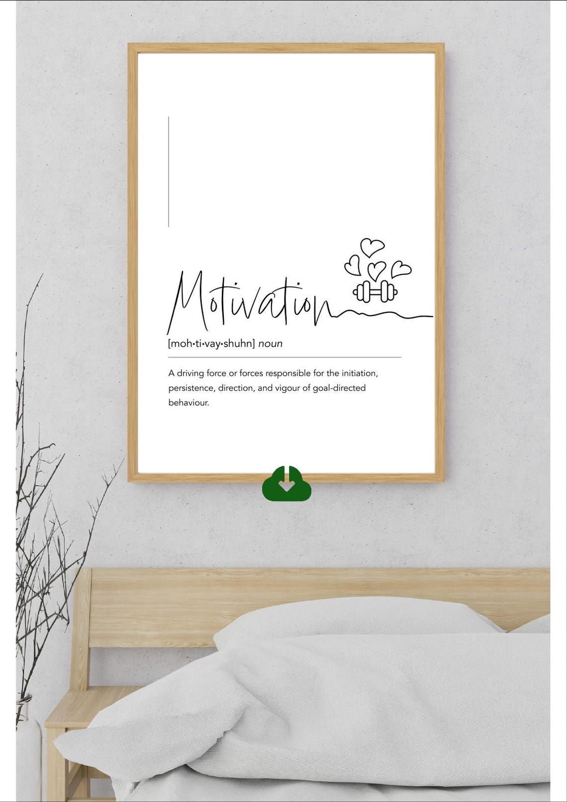 Motivation Script Definition White Dumbbell Fitness Word Art Poster - Image 4