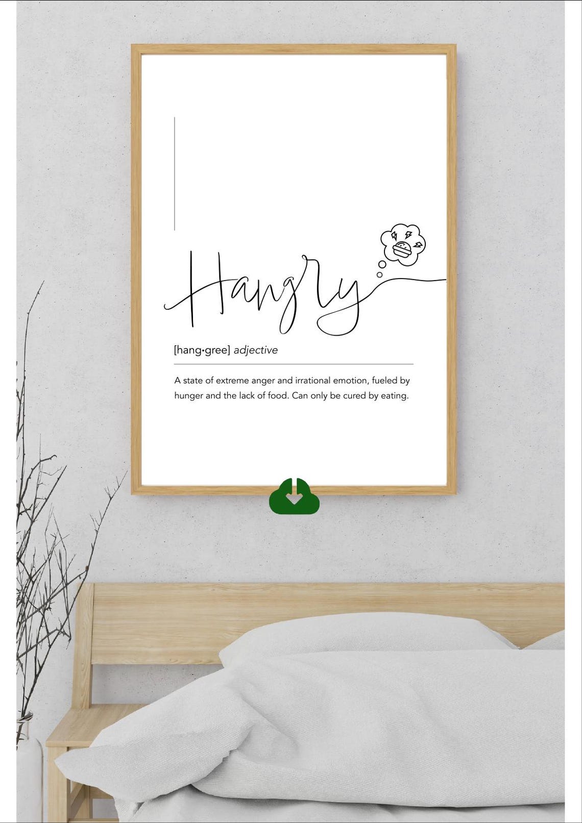 Hangry Funny Hunger Anger Definition White Burger Doodle Poster - Image 4