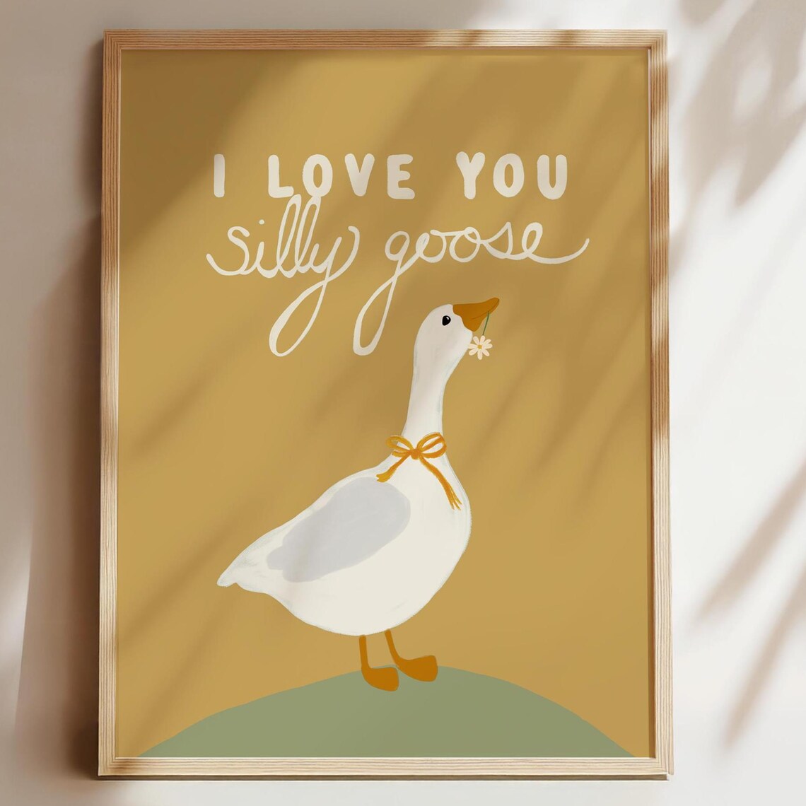 Silly Goose Nursery Print Yellow And Green Animal Wall Art