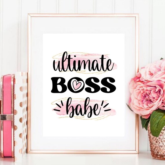 Ultimate Boss Babe Pink Brushstroke Motivational Girl Boss Quote Poster