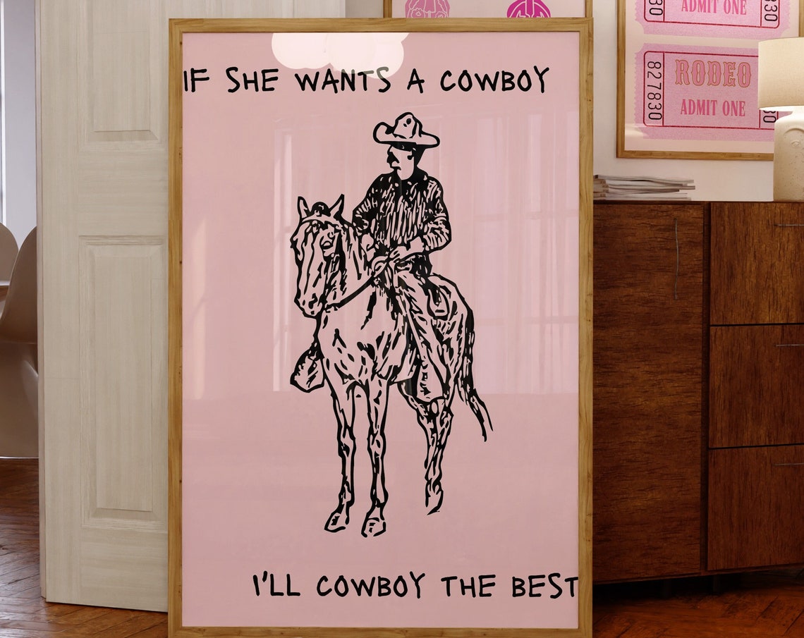 Country Lyrics Wall Art Cowboy Lyrics Art Coastal Cowgirl Poster Zach Fan Merch Pink Western Wall Art Vintage Cowboy