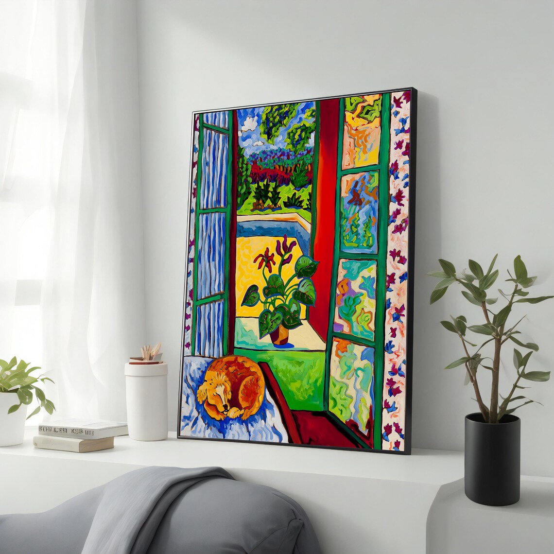 Henri Matisse Sleeping Cat by the Garden Window Fauvist Art Poster