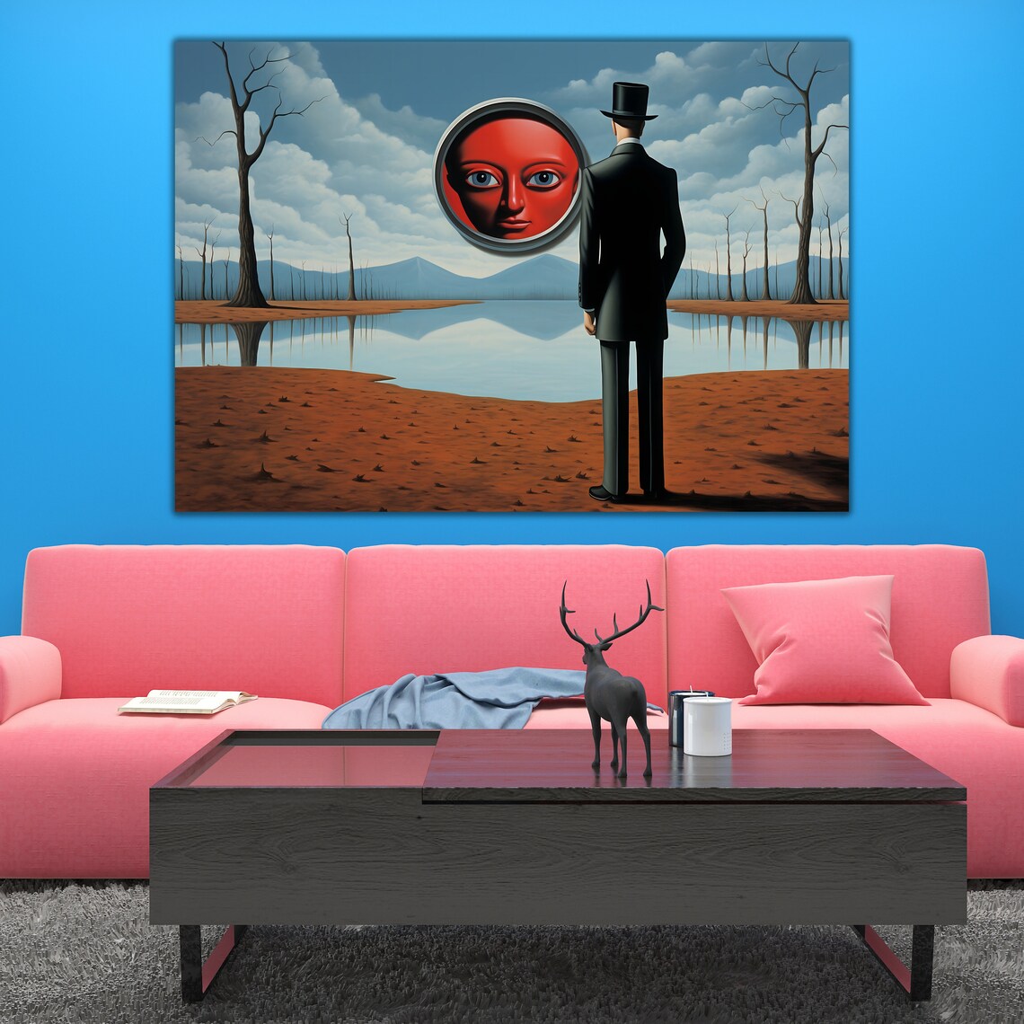 Surreal Reflection Art Ready To Hang Wall Decor Modern Artwork Unique Gift Idea Framed Print Surrealism Artwork - Image 2
