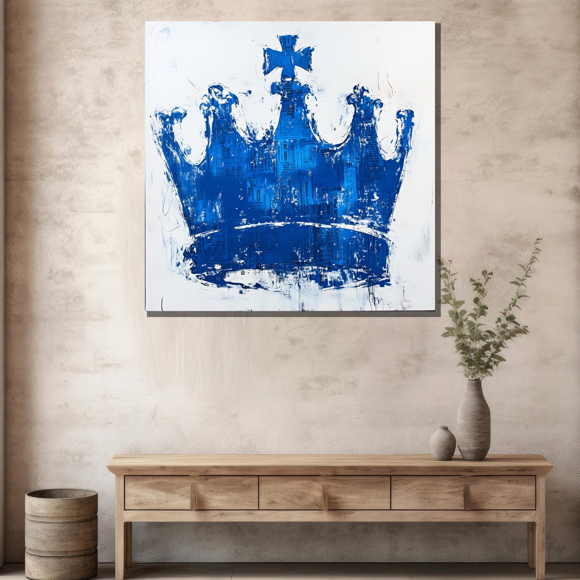 Basquiat Style Blue Crown Royal Pop Art Graffiti Modern Art Print - Image 2