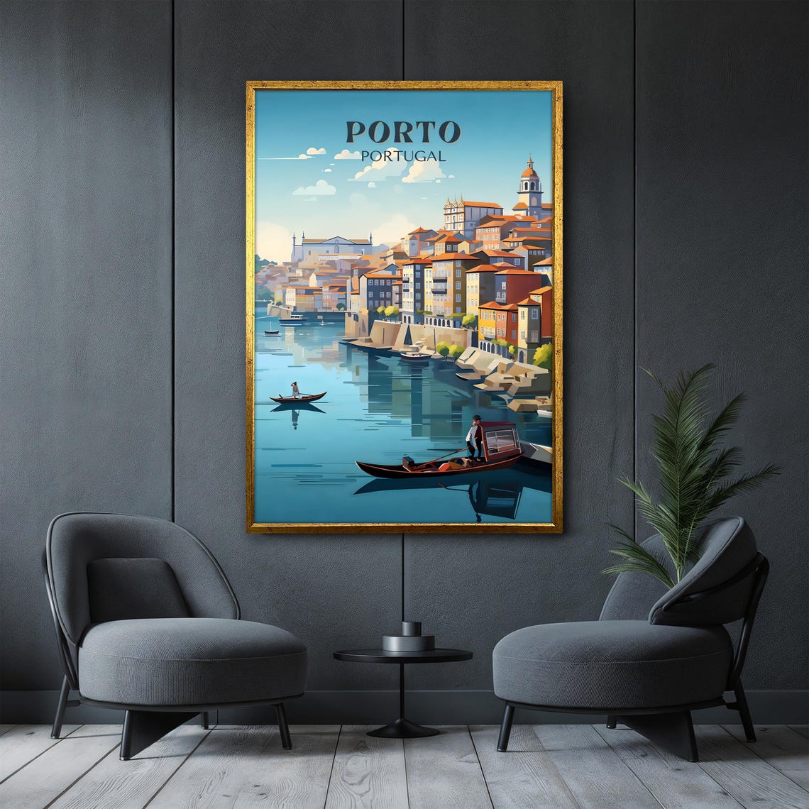 Porto Portugal Poster Art Vibrant Cityscape Wall Decor Travel Poster Portugal Poster Coastal River Scene Wall Art Art Gift - Image 4