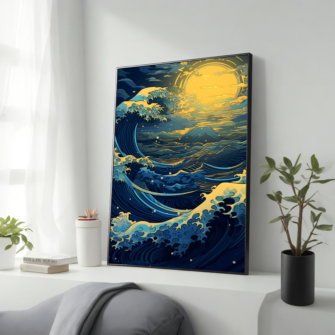 Large Hokusai Artwork Famous Artwork Japanese Ocean Print Modern Wall Art The Great Wave Off Kanagawa Ready To Hang Unique Gift