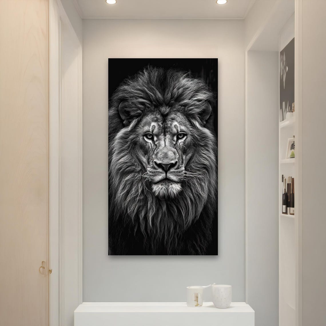Majestic Black White Lion Portrait Dramatic Mane Wall Poster - Image 4