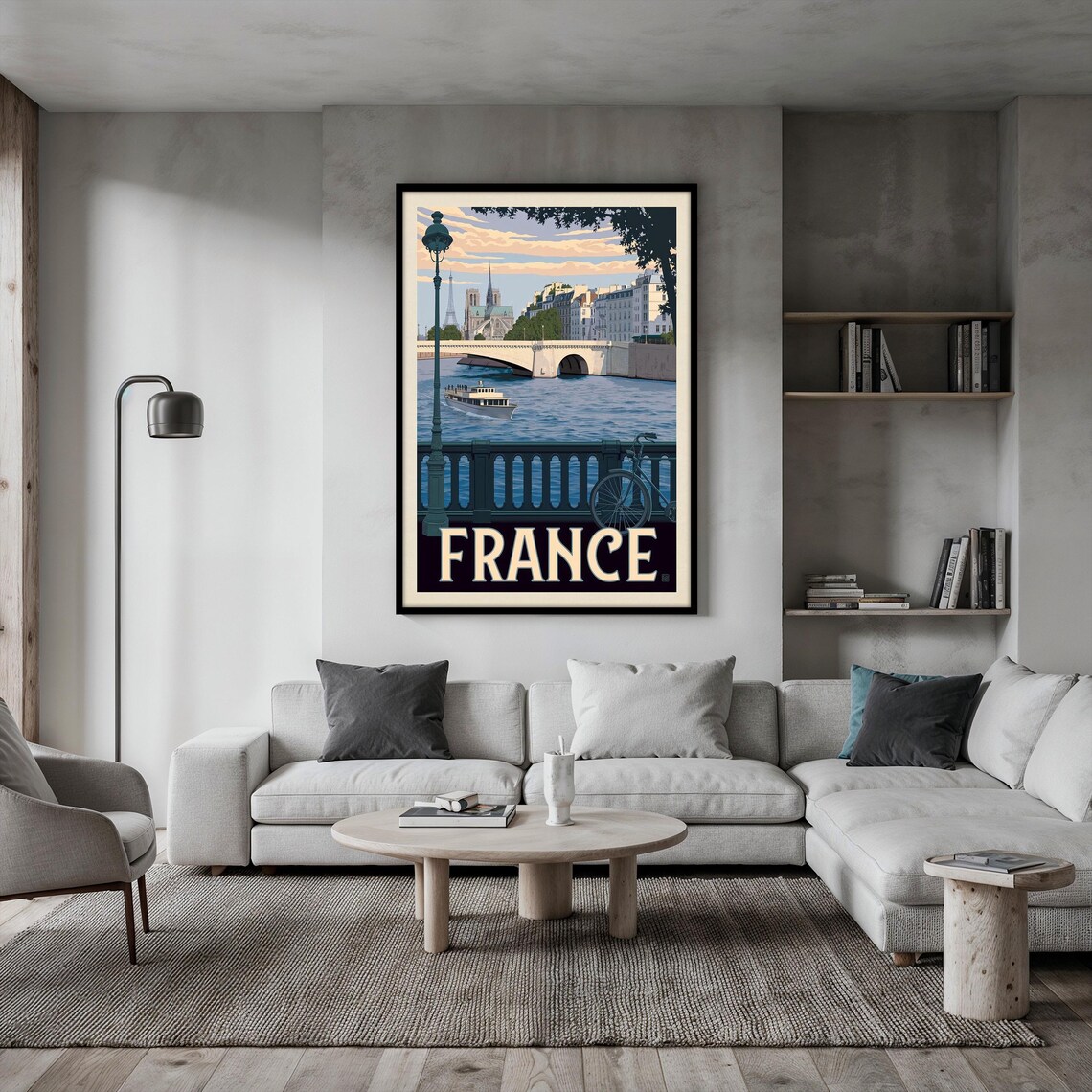 Vintage France Seine River Notre Dame Bridge Retro Travel Poster - Image 2