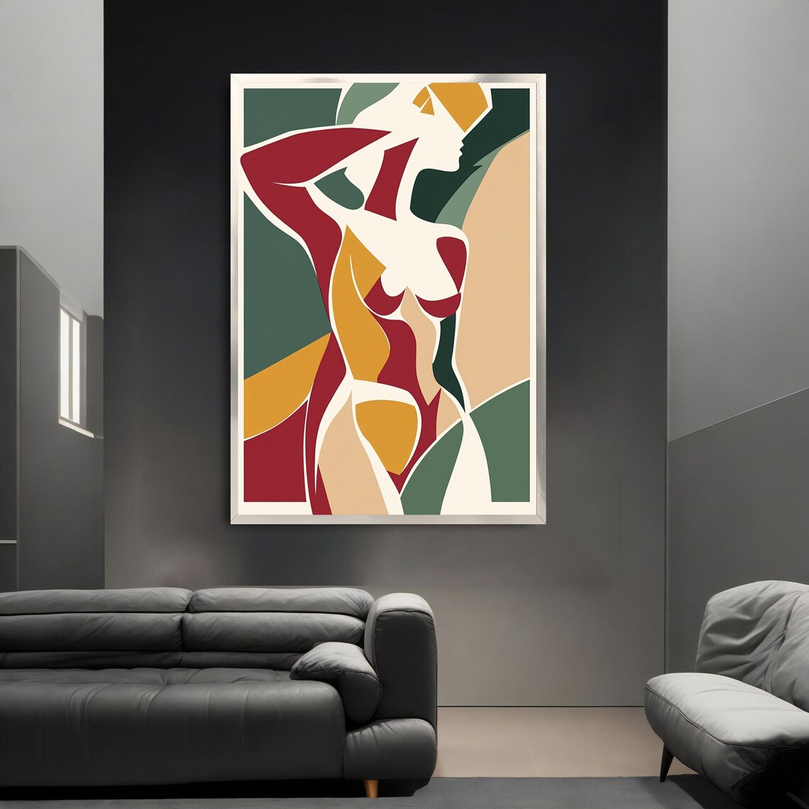 Colorful Abstract Woman Figure Modernist Body Art Wall Poster - Image 3