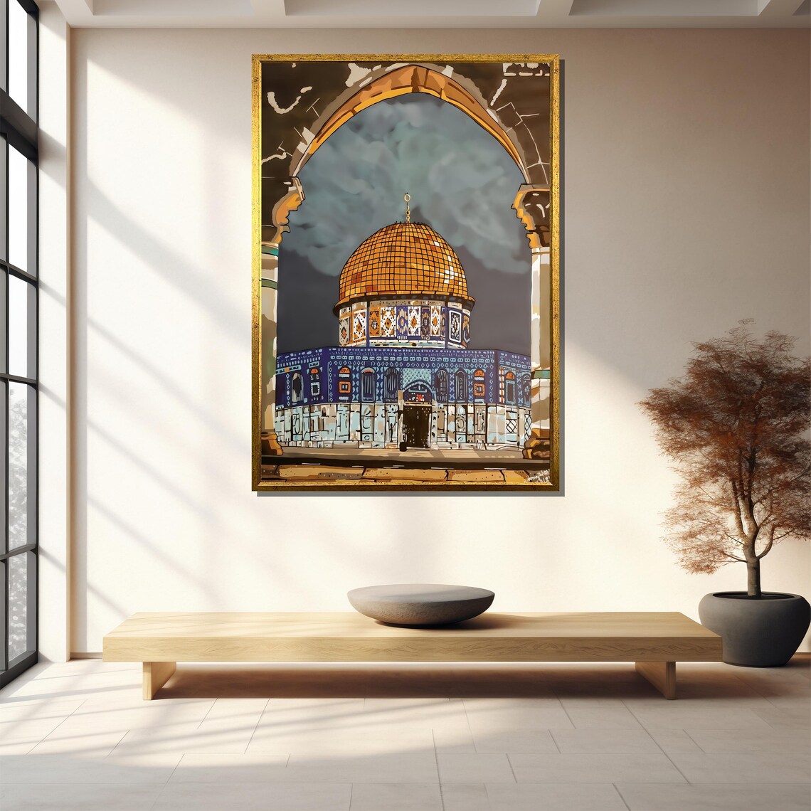 Jerusalem Dome Of The Rock Golden Dome Arch Frame Islamic Art Poster - Image 4