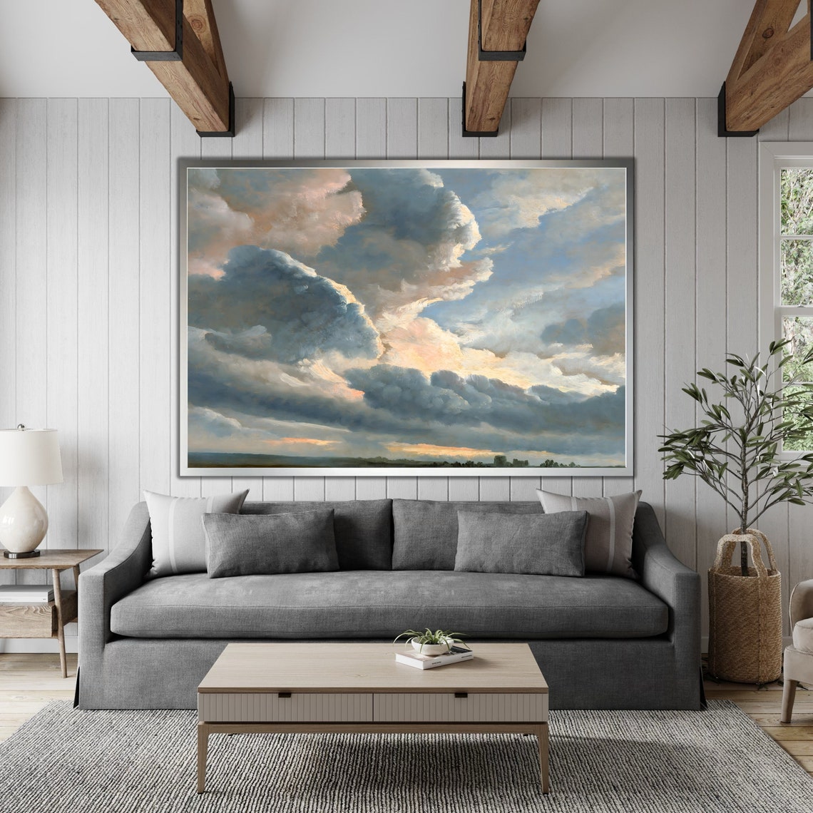 Dramatic Sunset Cloudscape Over Horizon Oil Painting Wall Art Poster - Image 4