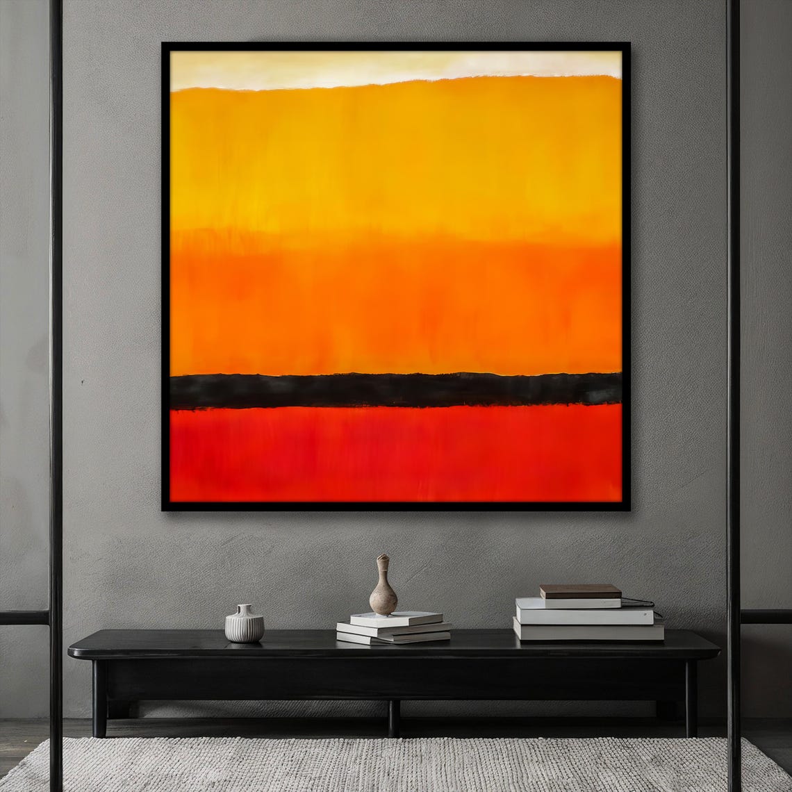 Mark Rothko Style Gold Yellow Orange Red Black Bands Abstract Poster - Image 2