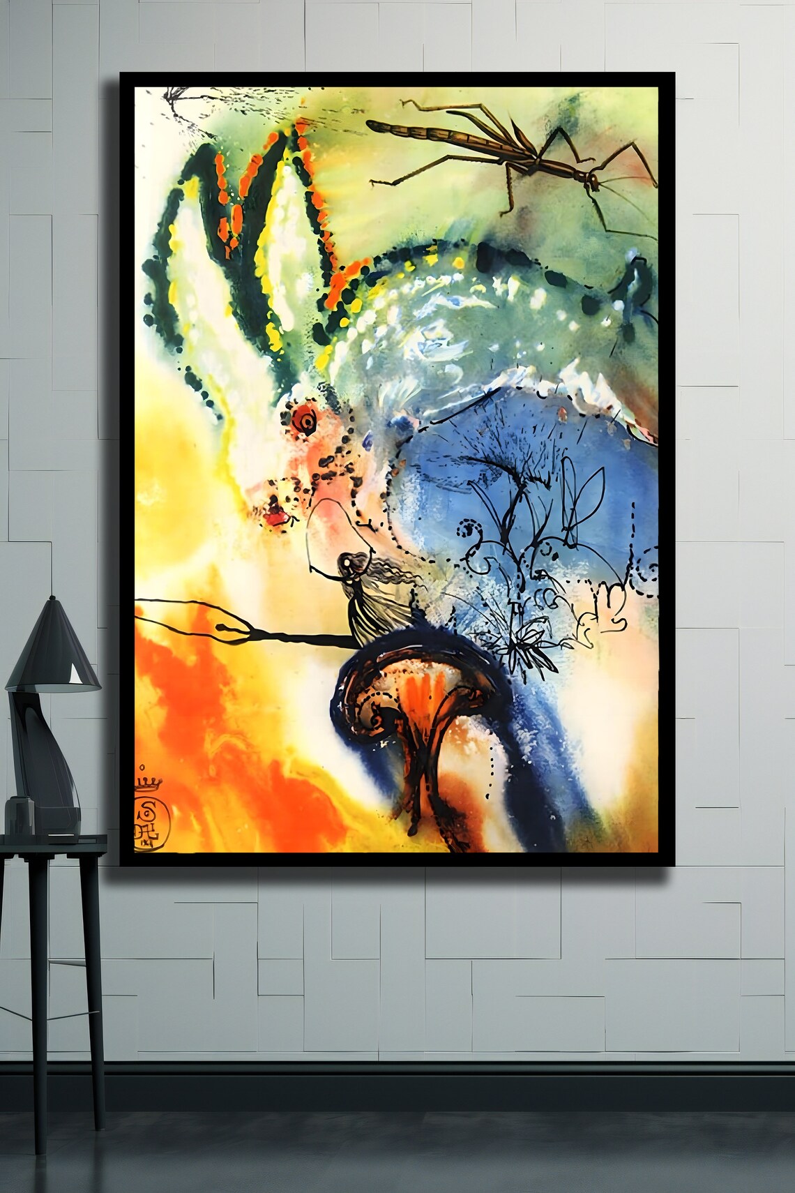 Down The Rabbit Hole Surrealist White Rabbit Watercolor Fantasy Poster - Image 2