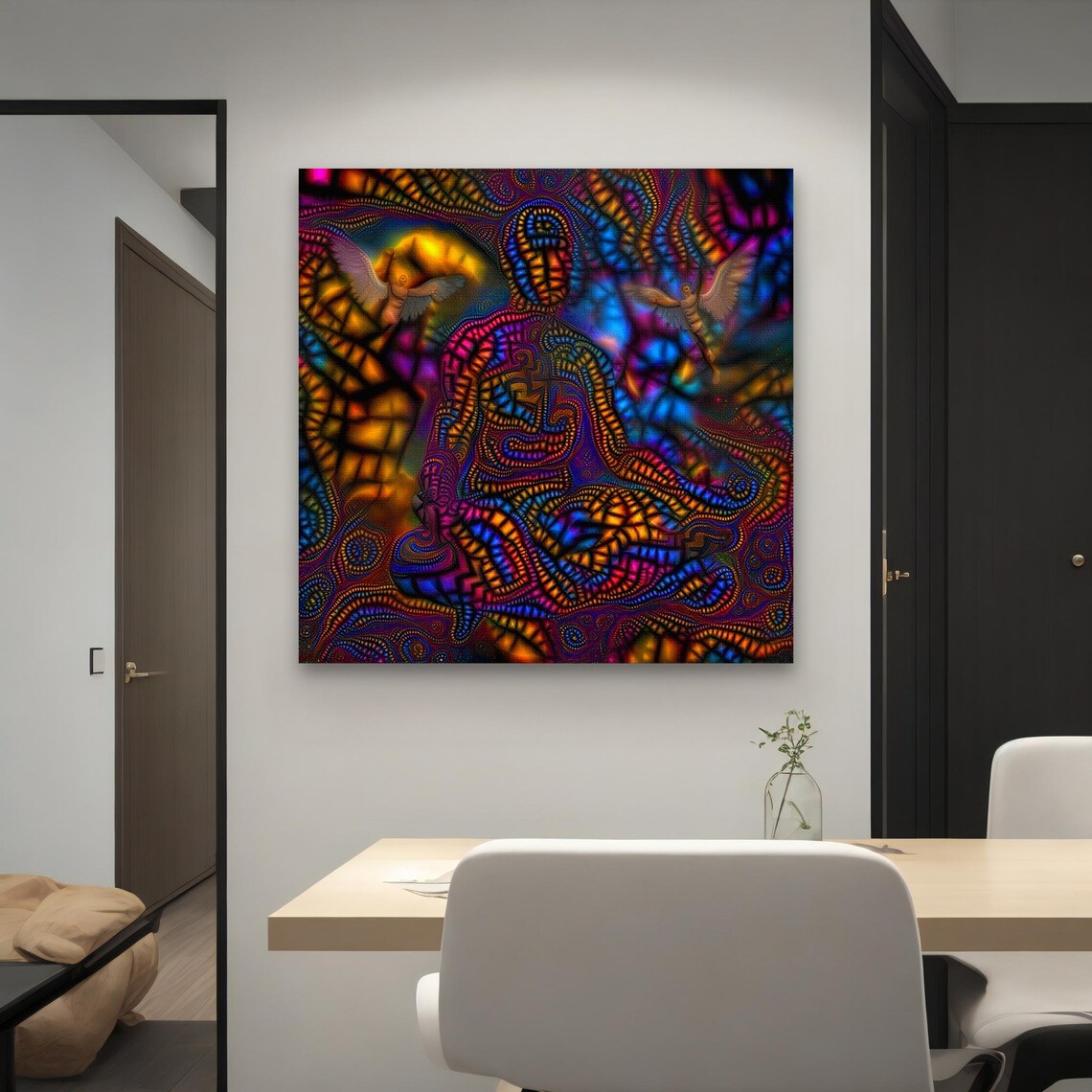 Psychedelic Meditation Angel Vibrant Stained Glass Visionary Art Print - Image 4
