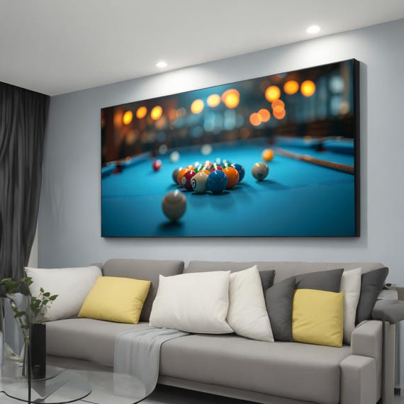 Billiards Painting Billiards Balls In Focus Game Room Wall Decor Sports Lover Gift Vibrant Bar Wall Art Gift Idea
