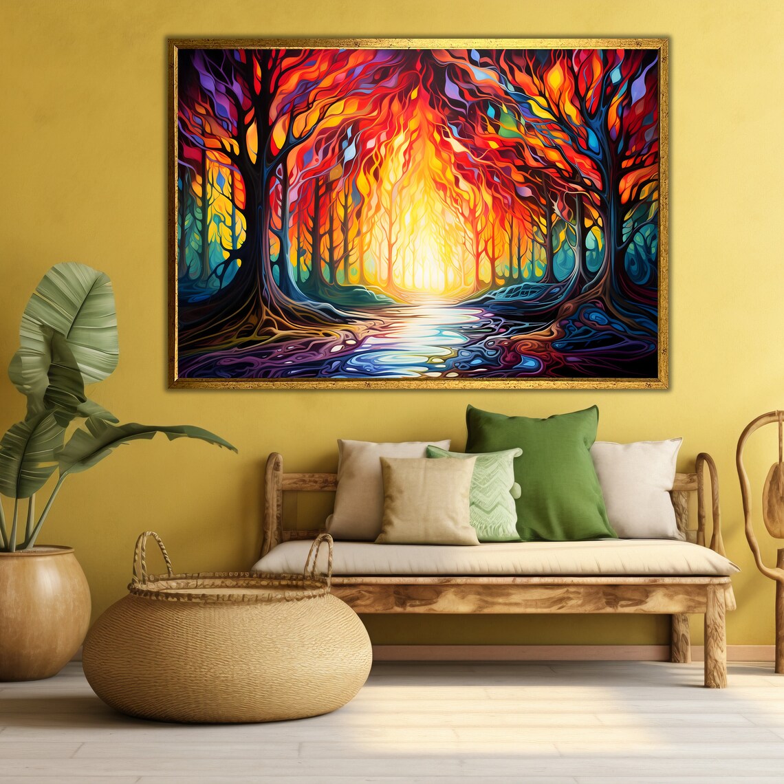 Fiery Forest Surreal Art Print, Modern Artwork - Image 3