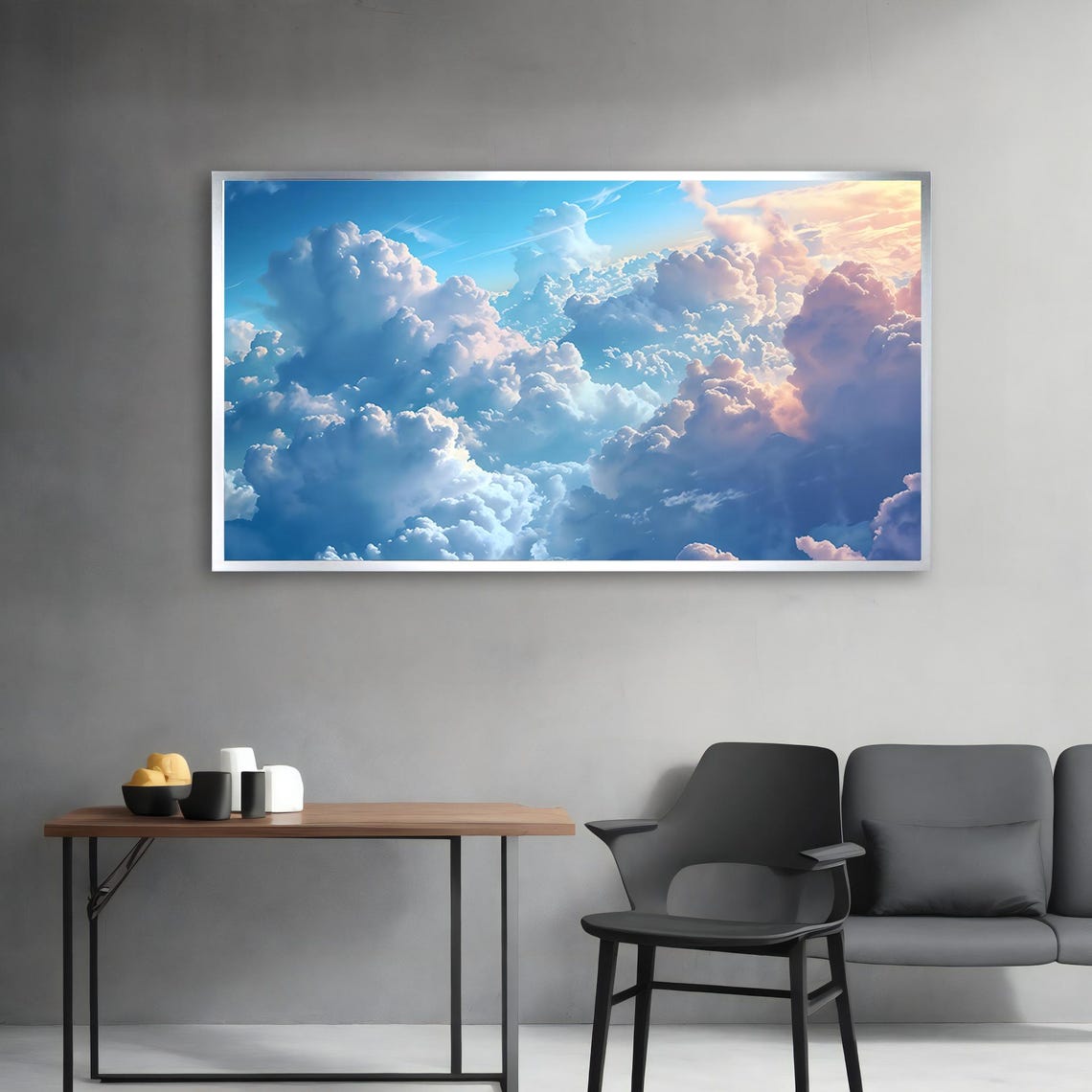 Dreamy Pink and Blue Cloudscape Sky Photography Wall Art Poster - Image 3