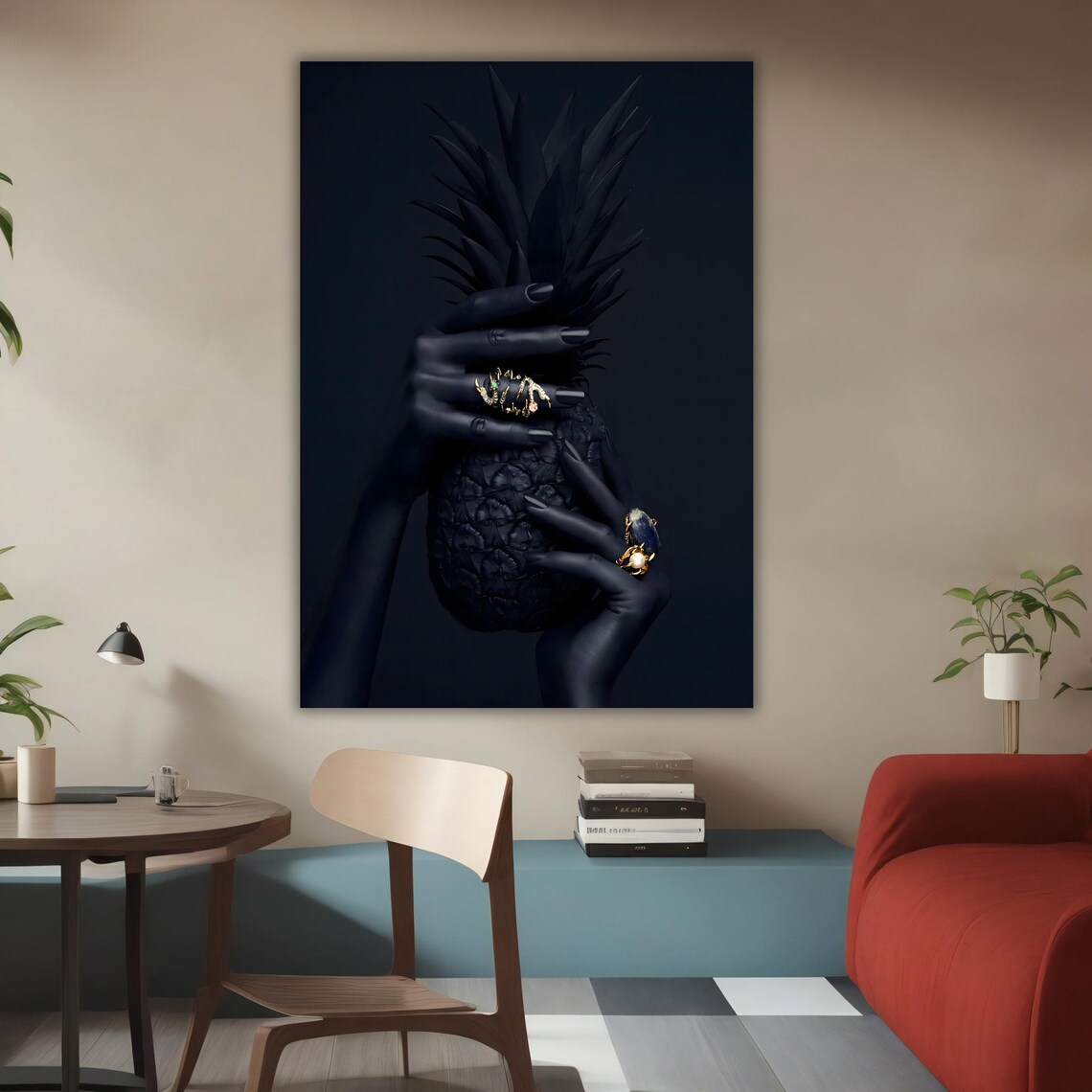 Black And Gold Pineapple Artwork Modern Wall Decor Home Decor Gift For Her Ready To Hang Luxury Gift - Image 4