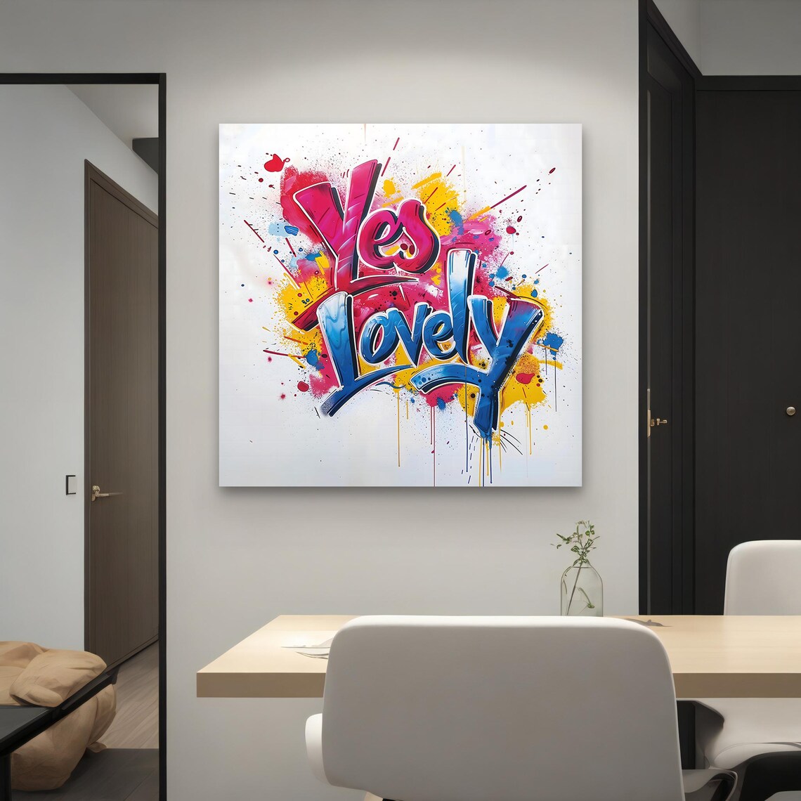 Yes Lovely Colorful Graffiti Typography Urban Street Art Wall Art - Image 4