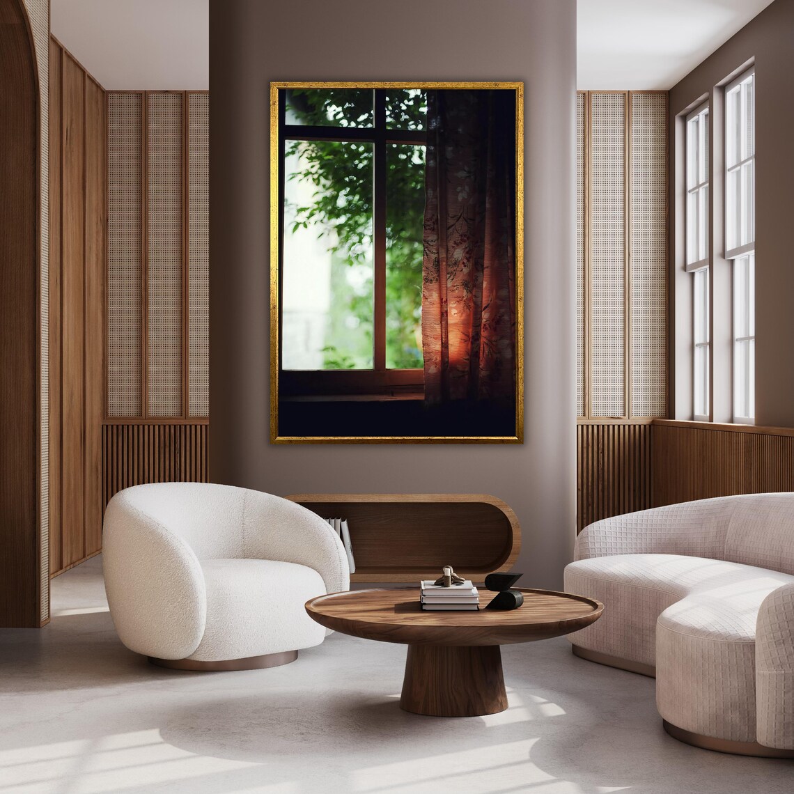 Framed Wall Art Green Landscape Window Print Ready To Hang Nature View Print Gift For Her - Image 2