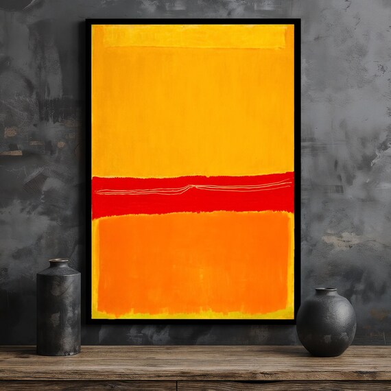 Vibrant Mark Rothko Abstract Painting Modern Wall Art Red Yellow Wall Decor Framed Ready To Hang Famous Art Gift