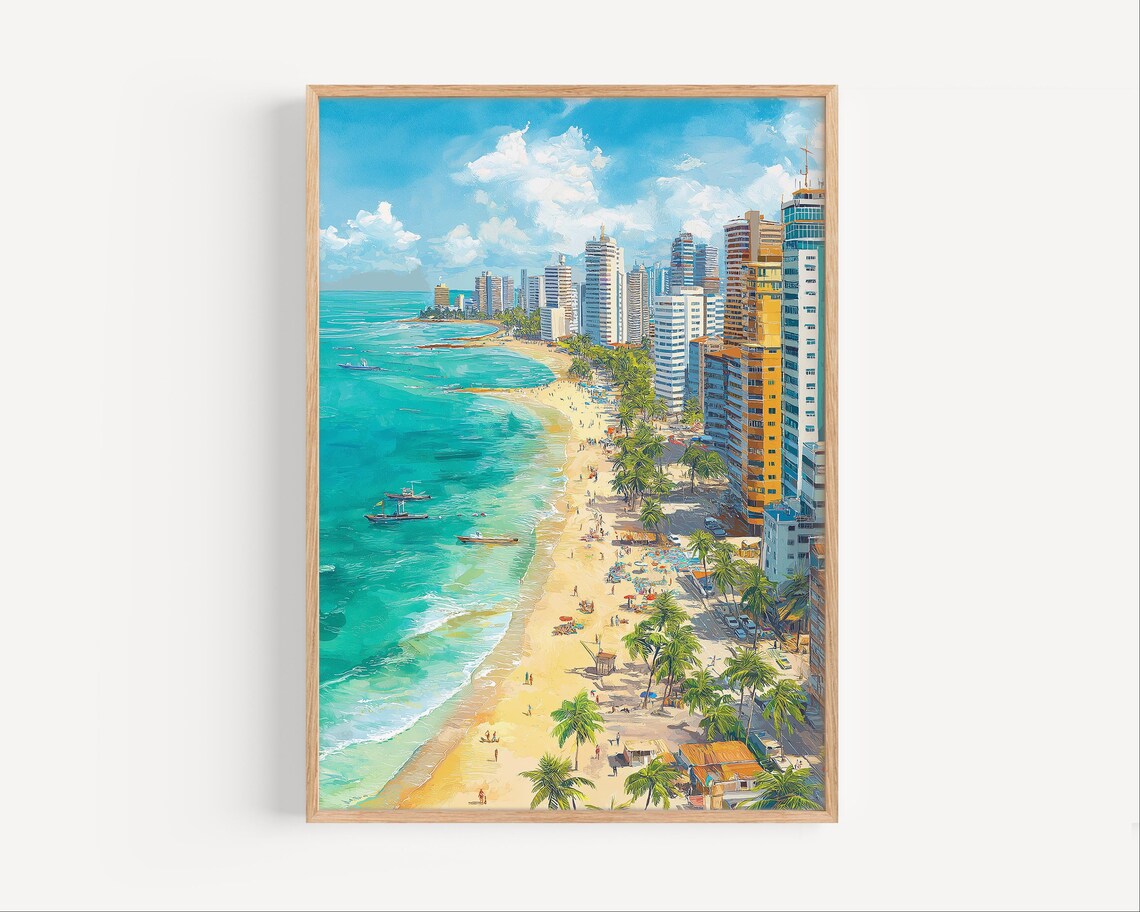 Fortaleza Watercolor Painting Print, Brazil Beach Decor