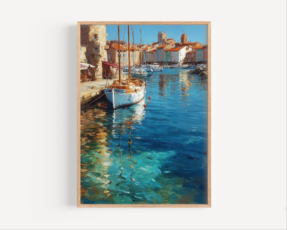 La Ciotat Cte Dazur Oil Painting Print France Wall Art Poster Or Canvas French Riviera Travel Gift Mediterranean