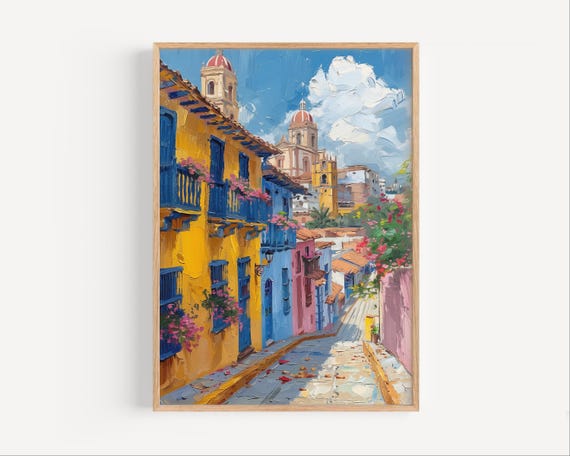 Barranquilla Colombia Oil Painting Church Of San Nicolas Wall Art Poster Print Or Canvas Paint Style South America Travel Decor Gift