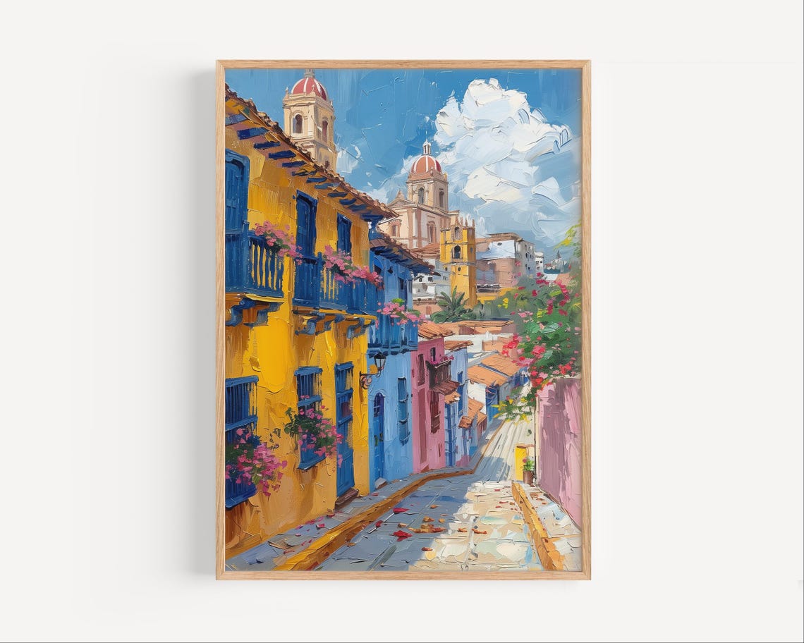 Barranquilla Colombia Oil Painting Church Of San Nicolas Wall Art Poster Print Or Canvas Paint Style South America Travel Decor Gift