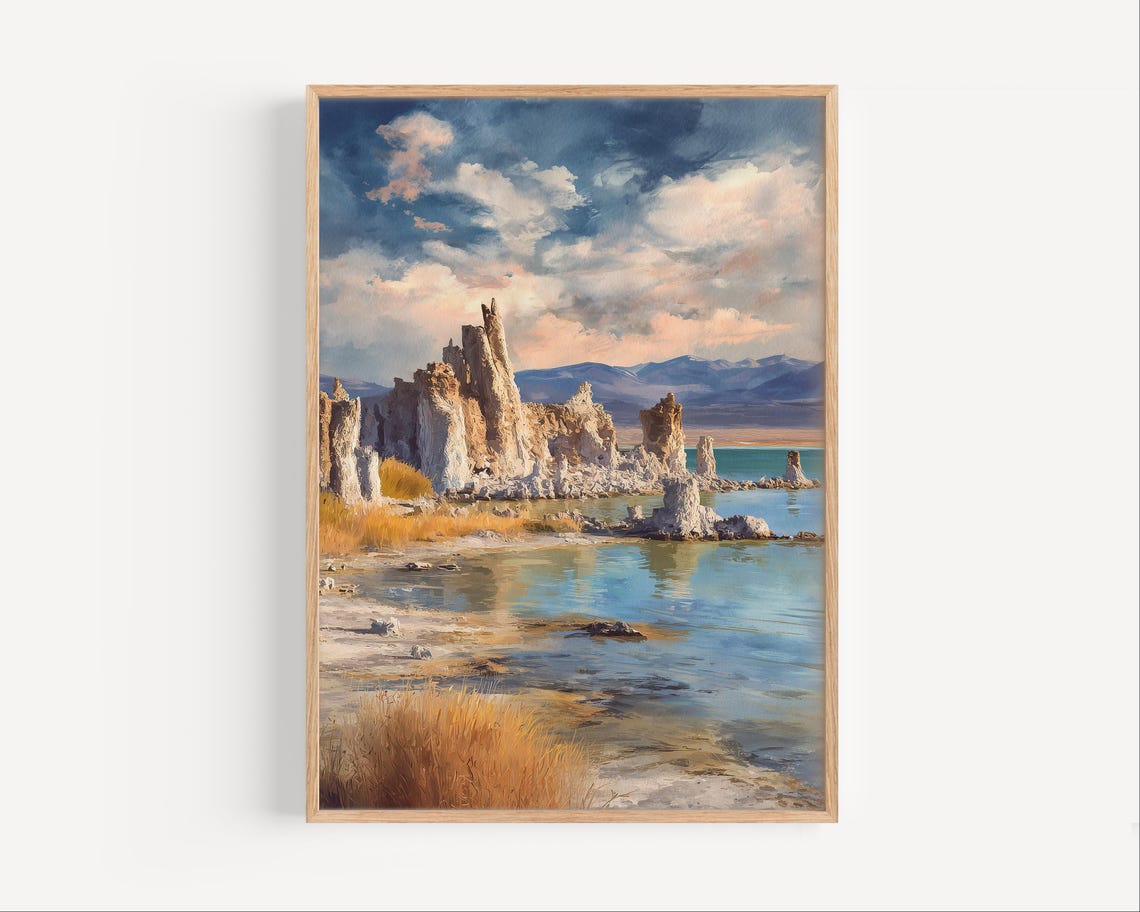 Mono Lake Tufa Formations Golden Shore Morning Light Wall Art