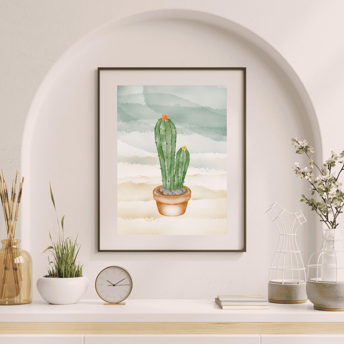 Watercolor Cactus Art Print, Boho Botanical Decor - Image 2