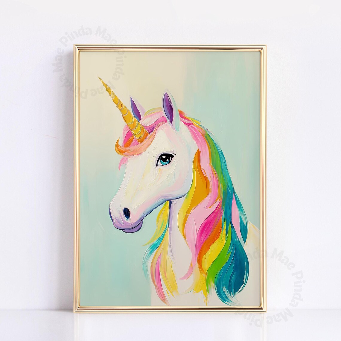 Unicorn Wall Art Pastel Nursery Decor Colorful Kids Room Print Pink Girls Room Decor Whimsical Fantasy Wall Art Trendy Wall Art Cute