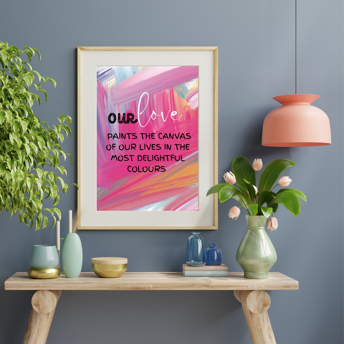 Our Love Paints the Canvas Quote Pink Romantic Love Wall Art - Image 5