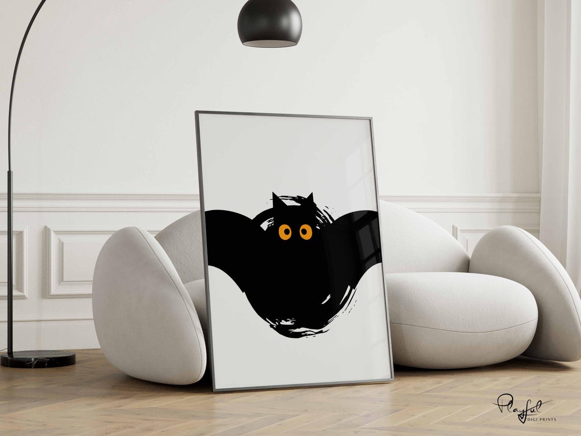 Cute Bat Halloween Wall Decor Minimalist Halloween Decor Cute Autumn Wall Art Spooky Cute Wall Art Halloween Wall Art - Image 5