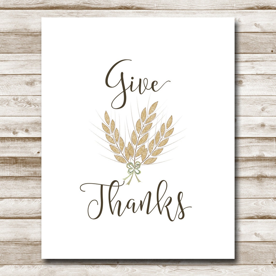 Give Thanks Golden Wheat Sheaf Farmhouse Fall Harvest Poster - Image 4