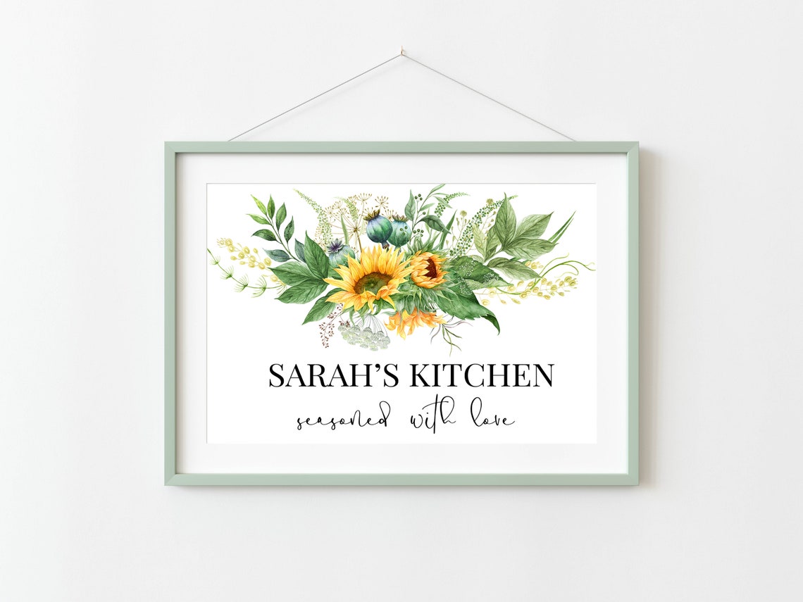Sarahs Kitchen Seasoned With Love Sunflower Personalized Wall Art - Image 3