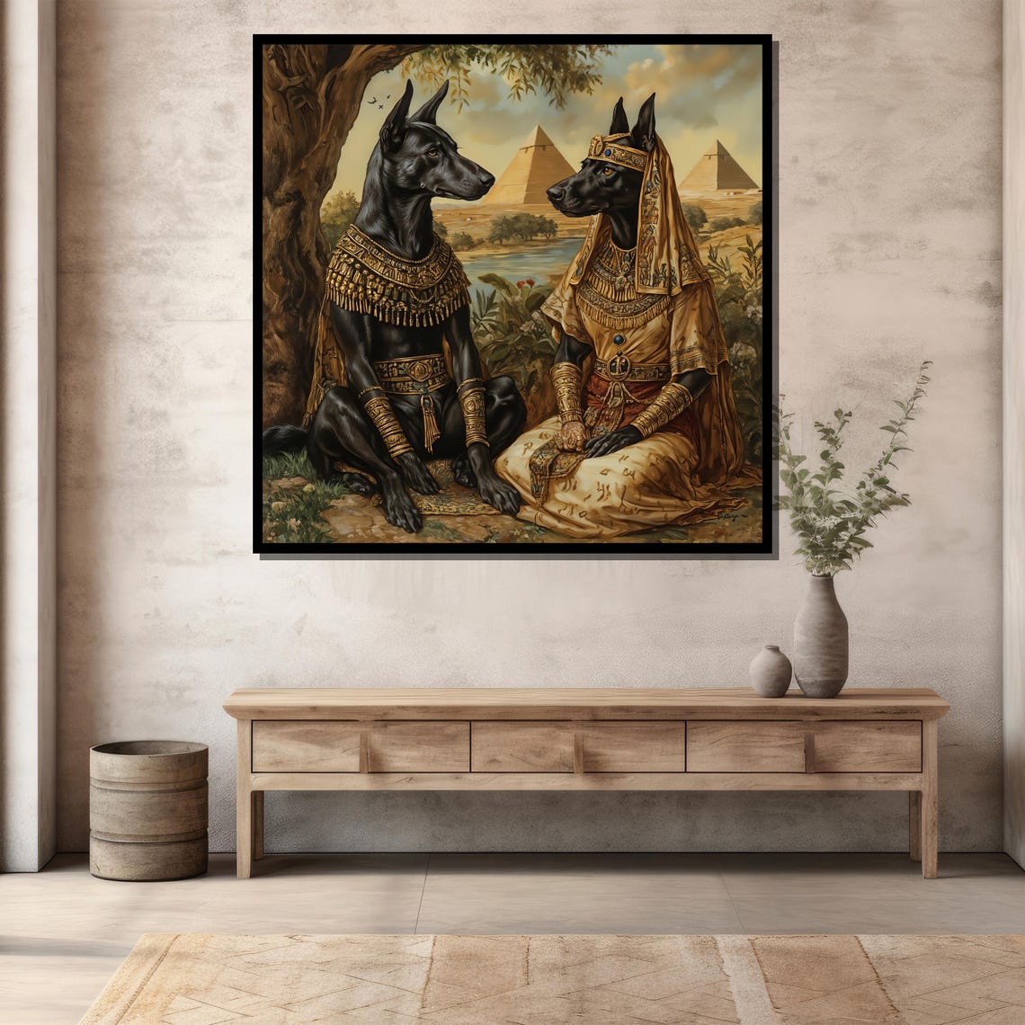 Ancient Egyptian Anubis Couple Gold Regalia Pyramids Mythology Poster - Image 3