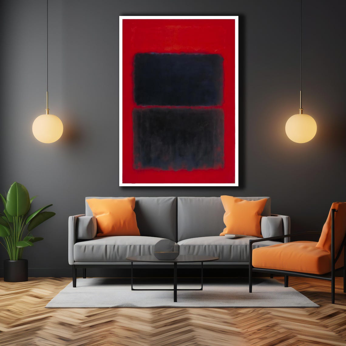 Mark Rothko Black On Red Color Field Abstract Minimalist Poster - Image 2