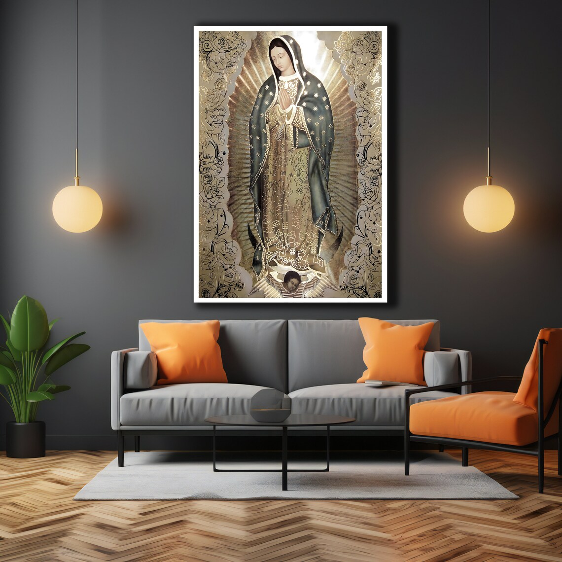 Our Lady Of Guadalupe Religious Art Golden Marian Devotion Catholic Wall Print - Image 3