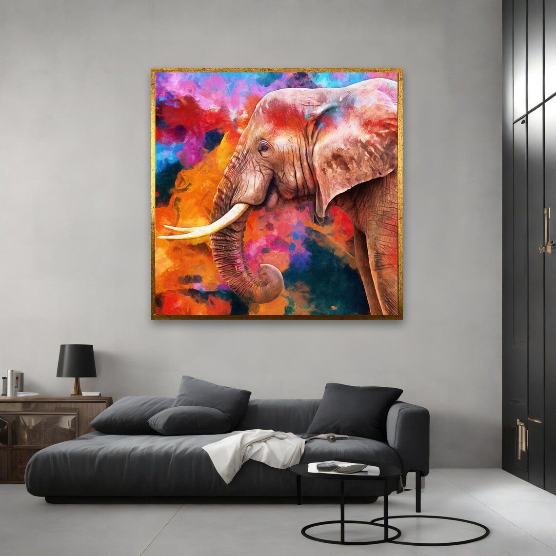 Vibrant Colorful Elephant Abstract Wildlife Painting Bold Nature Wall Poster - Image 2