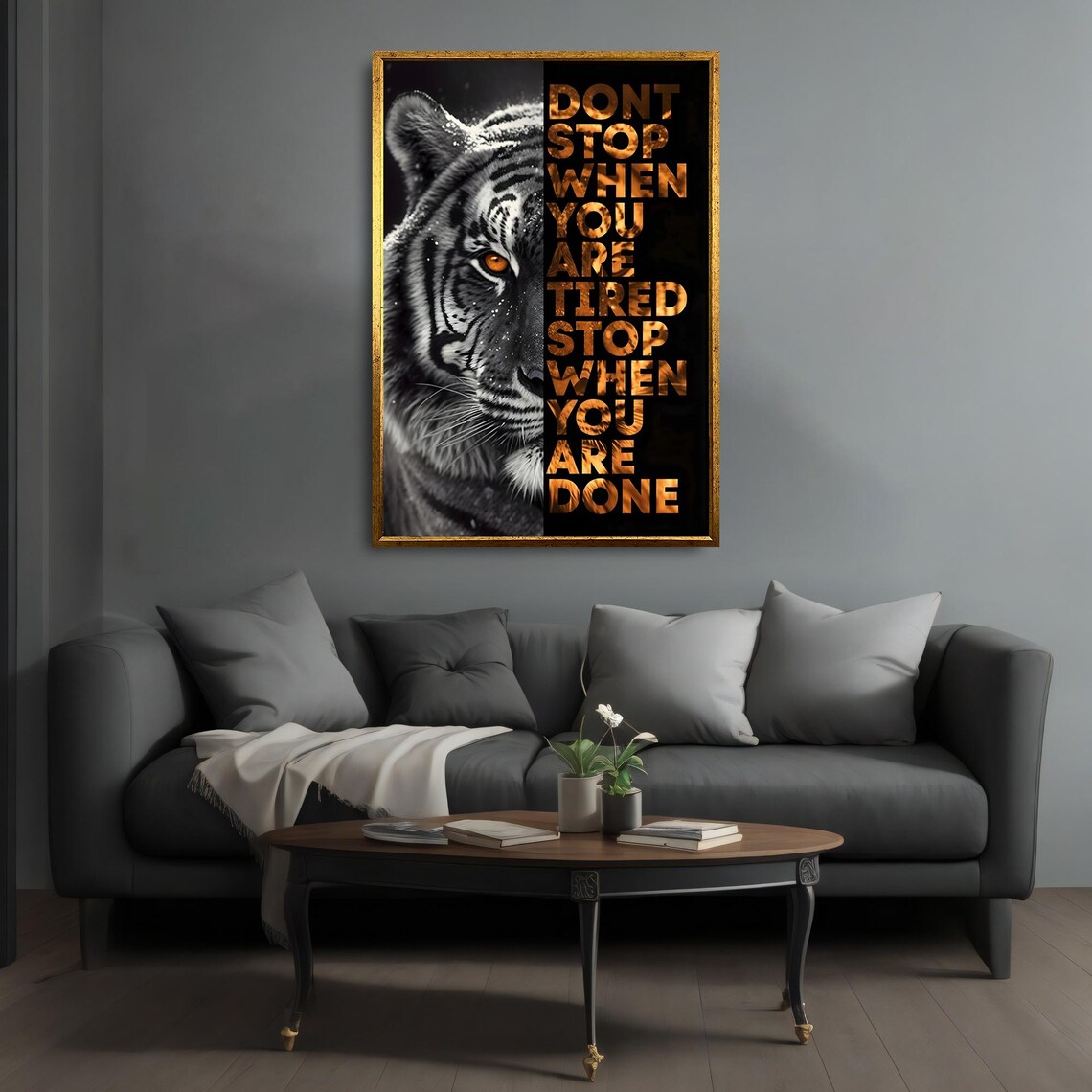 Motivational Tiger Dont Stop When Tired Bold Quote Office Gym Art Poster - Image 4