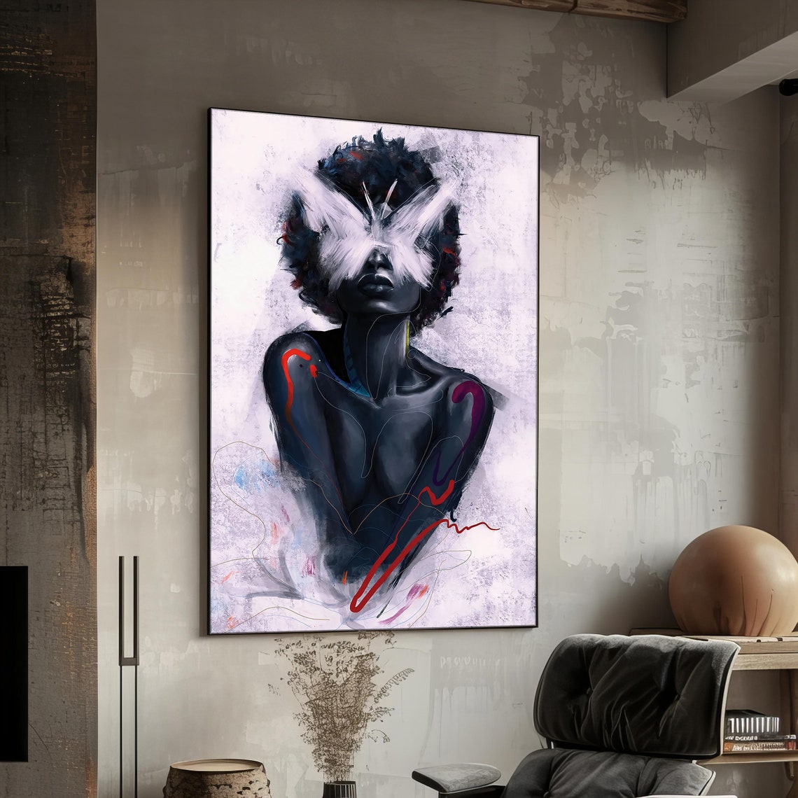African Woman With Butterfly Wings Abstract Ethnic Portrait Wall Art