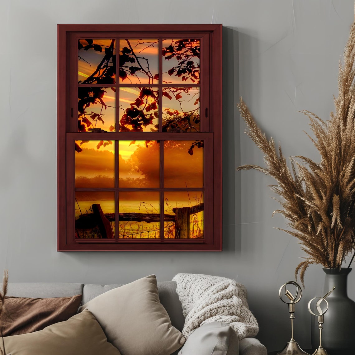 Sunset Art Serene Sunset Fake Window View Sunset Wall Art Premium Sunset Wall Decor For Relaxation Luxury Gift Idea - Image 4