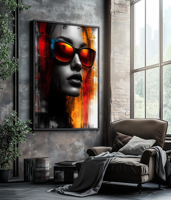 Woman Sunglasses Orange Lenses Urban Abstract Portrait Poster