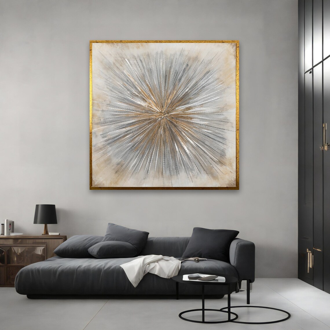 Elegant Gold And Silver Sunburst Art Modern Abstract Metallic Wall Decor Abstract Artwork Modern Wall Decor Gift Idea - Image 2
