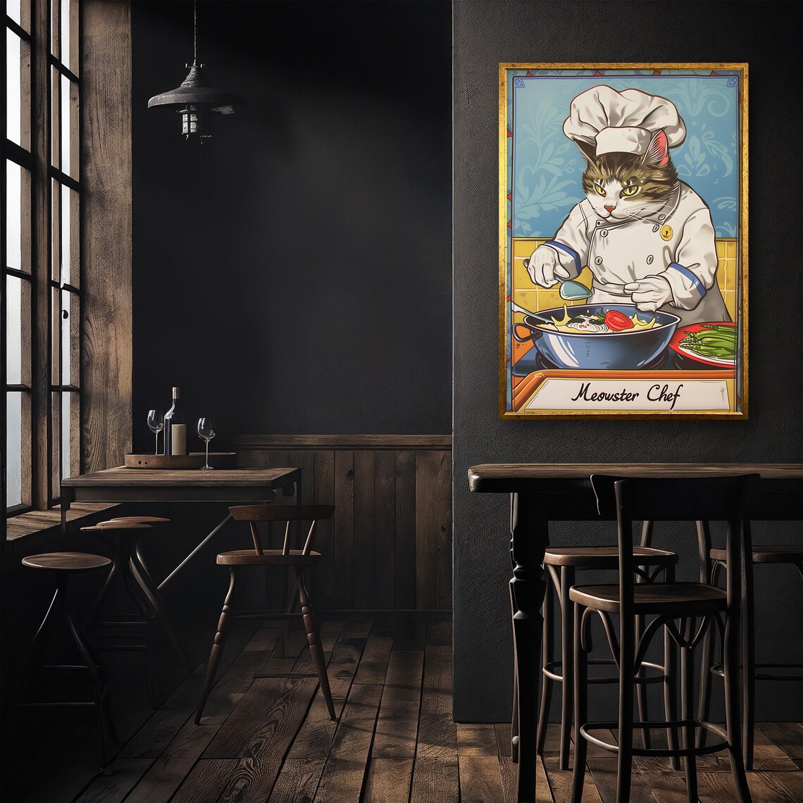 Meowster Chef Funny Cat Chef Vintage Kitchen Poster Cute Cat Lover Gift - Image 4