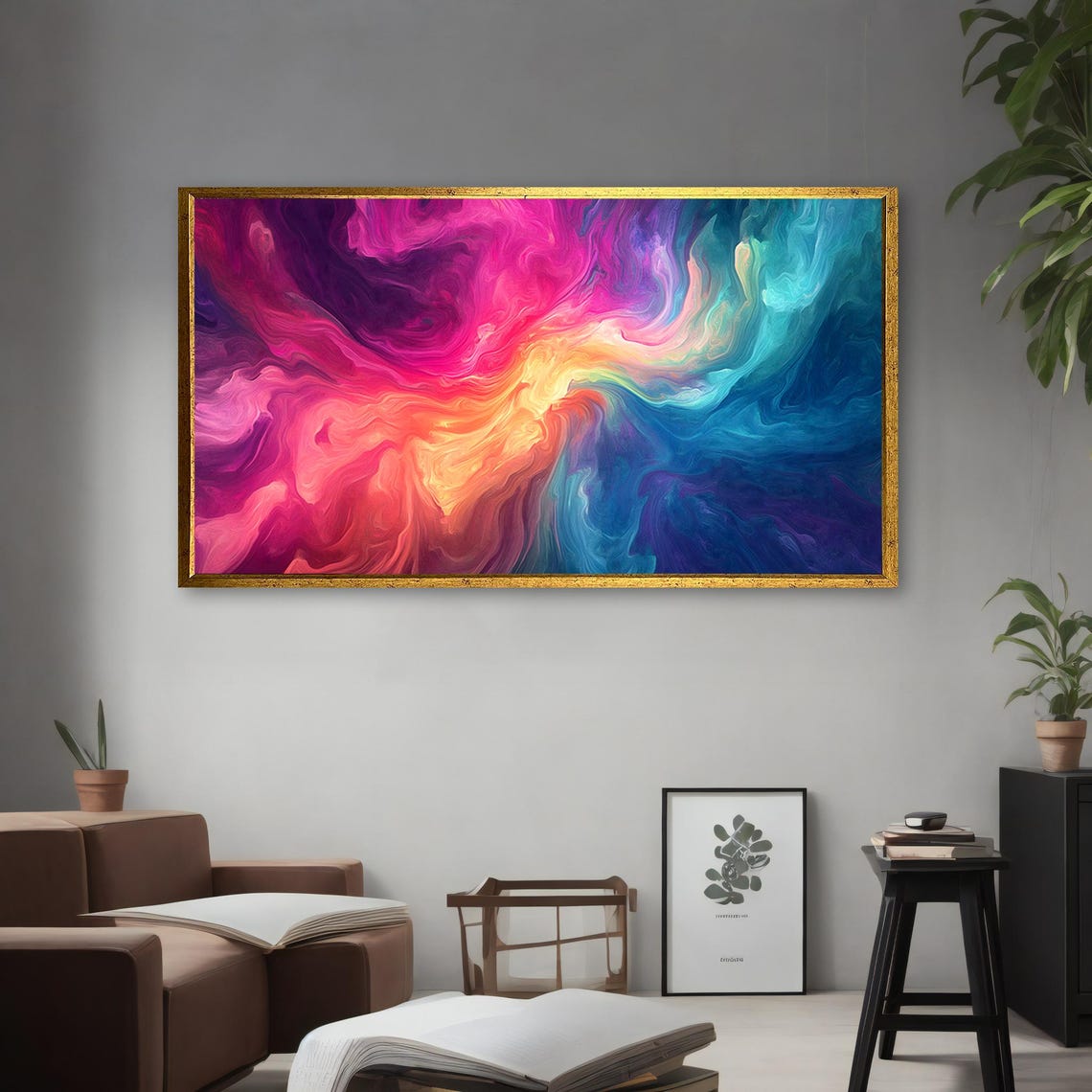 Colorful Fluid Swirl Abstract Flow Modern Vibrant Art Wall Poster - Image 4