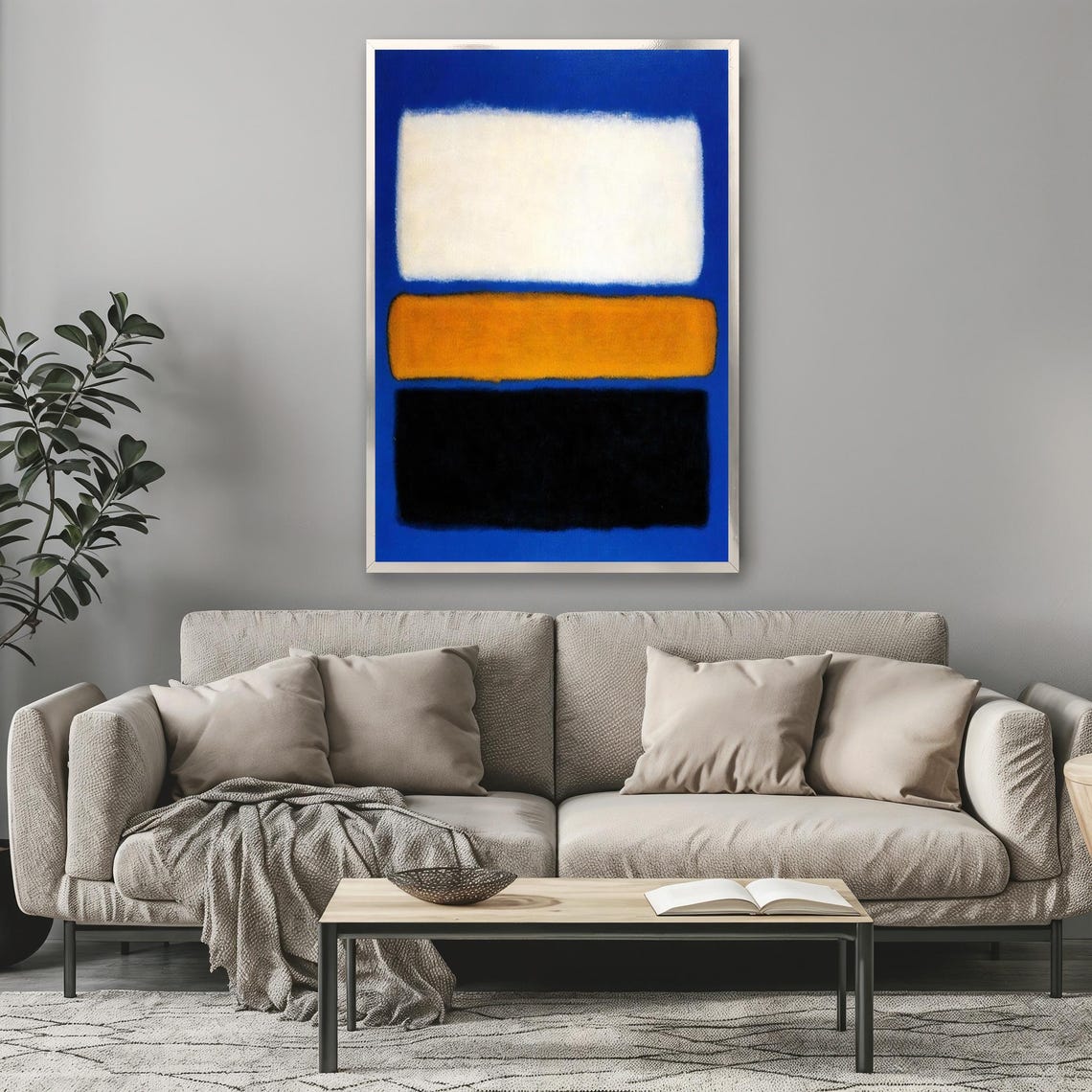 Rothko Style Blue White Orange Black Bold Color Block Art Poster - Image 3